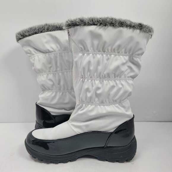 Totes Women's White Zip Front Waterproof Boots Plush Lined US Size 8 - Picture 6 of 11
